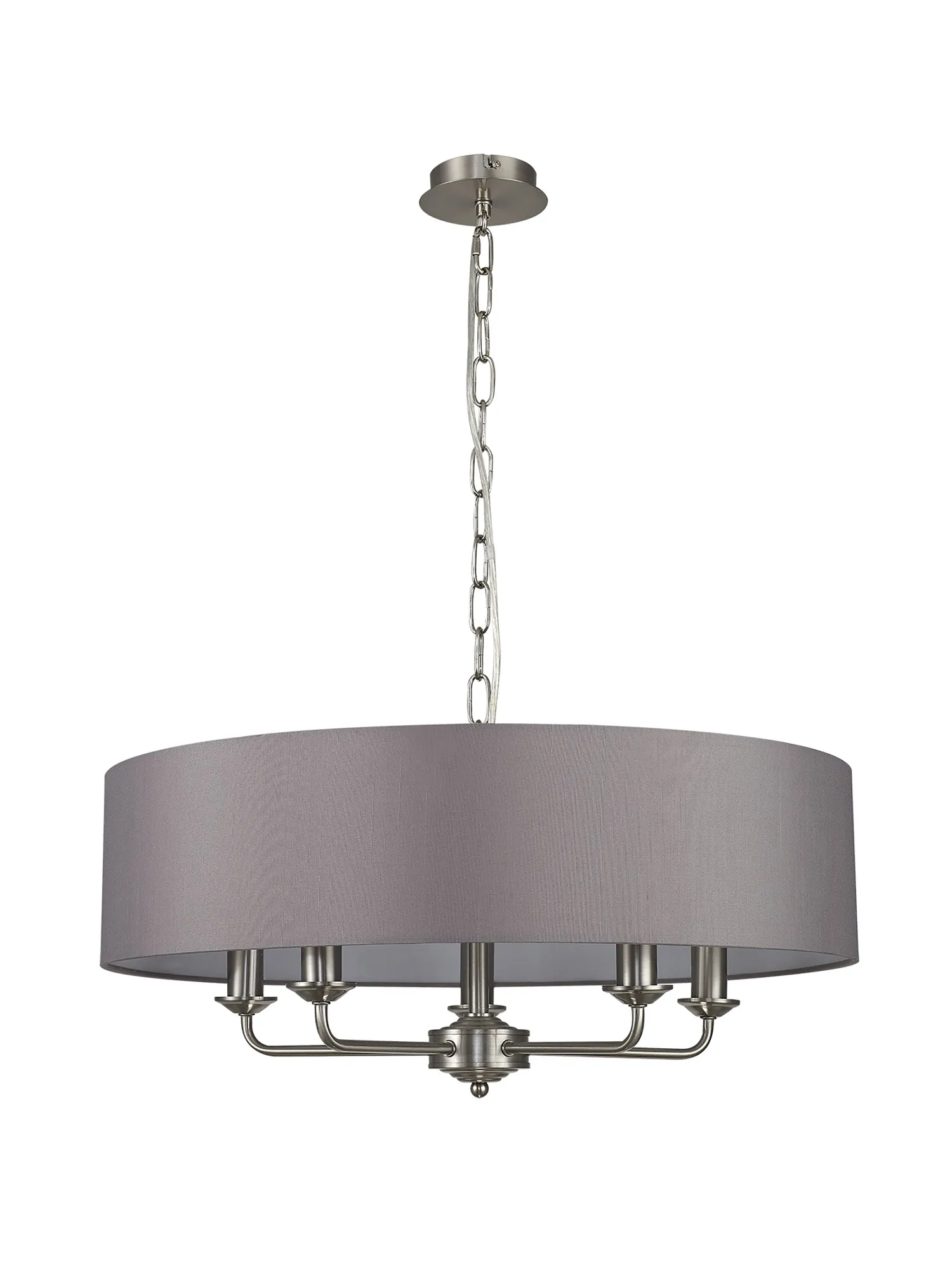Banyan 60cm 5 Light Pendant Satin Nickel, Grey DK0057  Deco Banyan SN GR